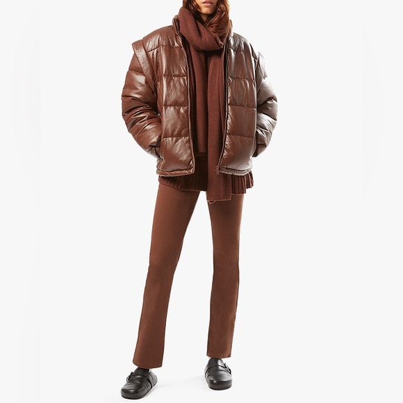 WEWOREWHAT Snap Off Sleeve Matte Faux Leather Puffer Jacket Size XS - Picture 6 of 14